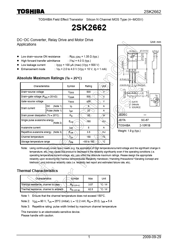 K2662 Datasheet PDF Datasheet4U