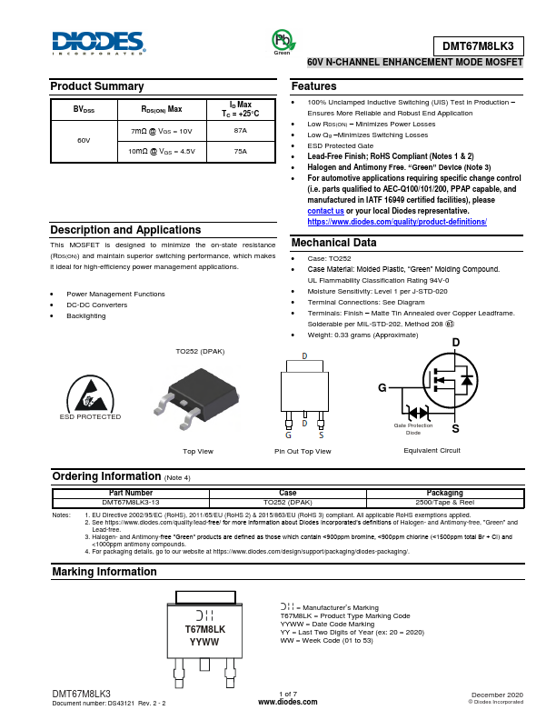 DMT67M8LK3 Datasheet PDF Datasheet4U