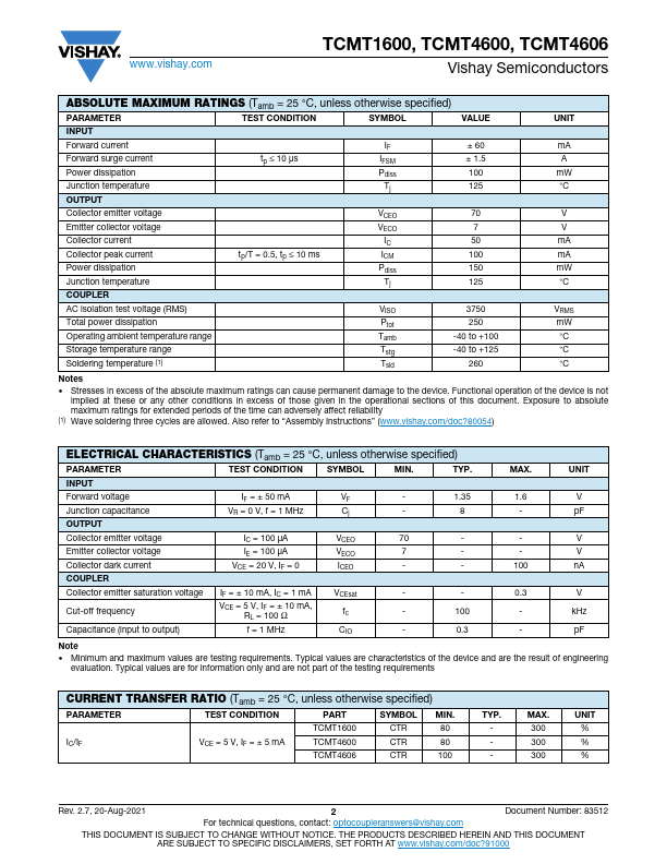 TCMT1600 Datasheet PDF Datasheet4U