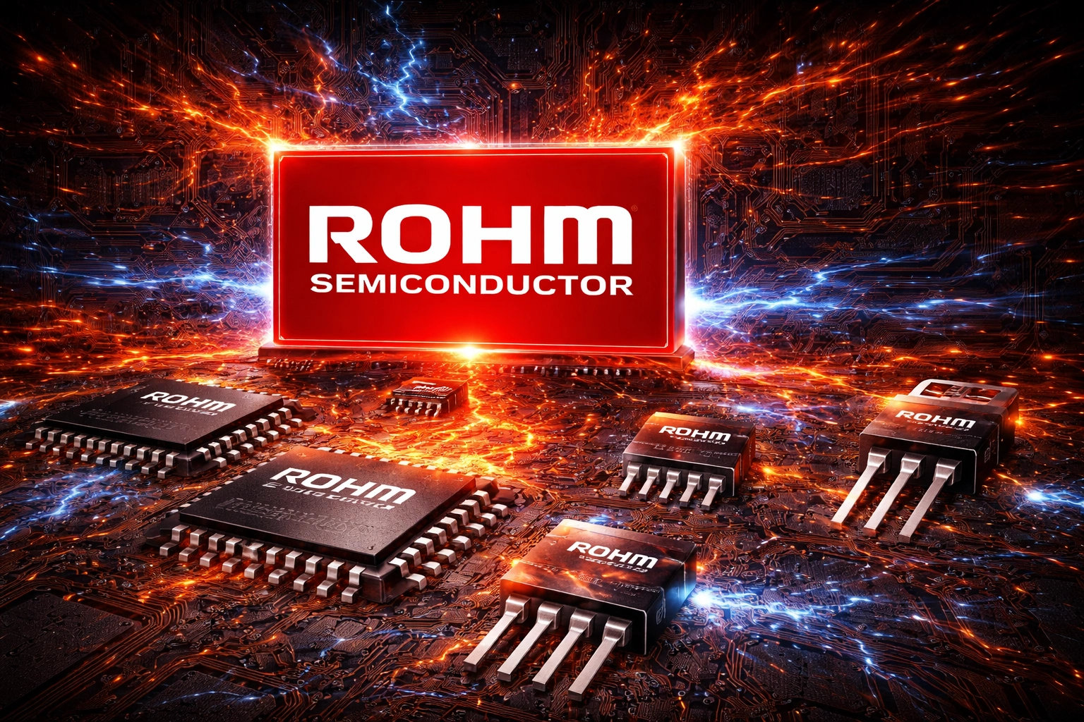 ROHM semiconductor components including MOSFET, IC, and diode packages