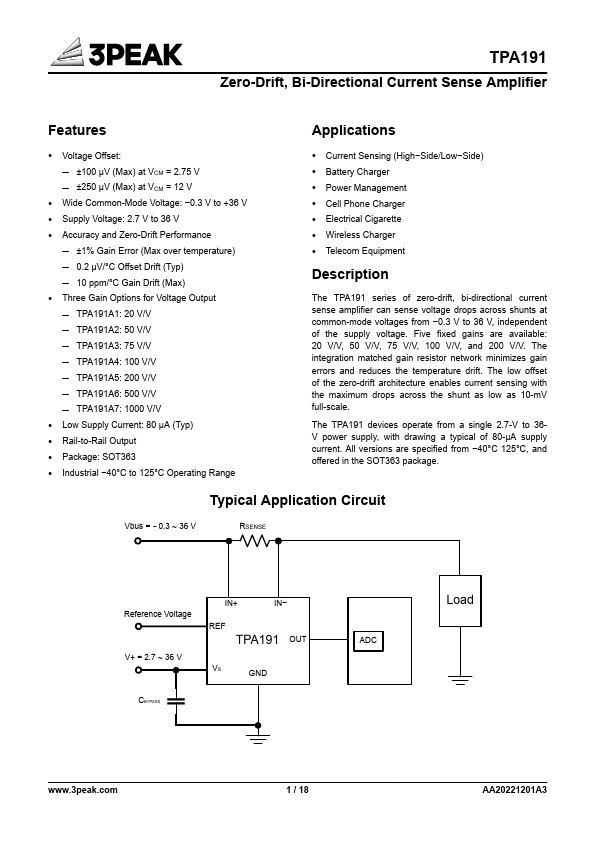 TPA191 Datasheet Preview