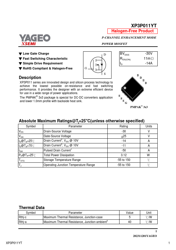 XP3P011YT Datasheet Preview