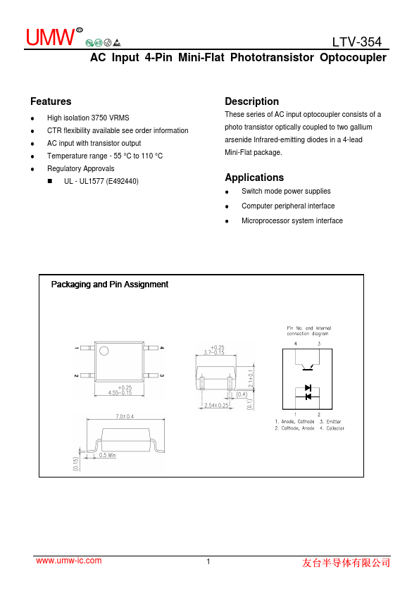 LTV-354 Datasheet Preview