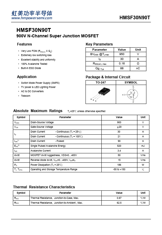 HMSF30N90T Datasheet Preview