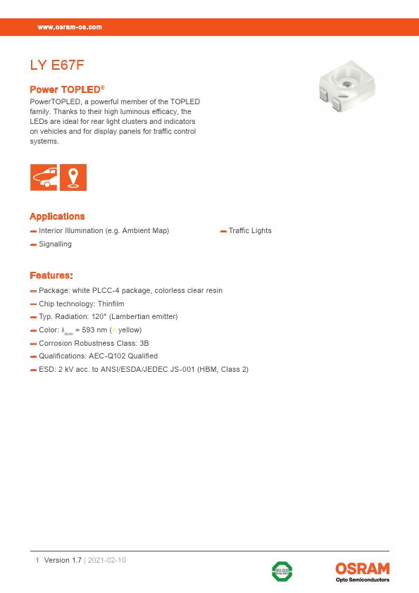 LYE67F Power TOPLED by OSRAM - Datasheet Preview