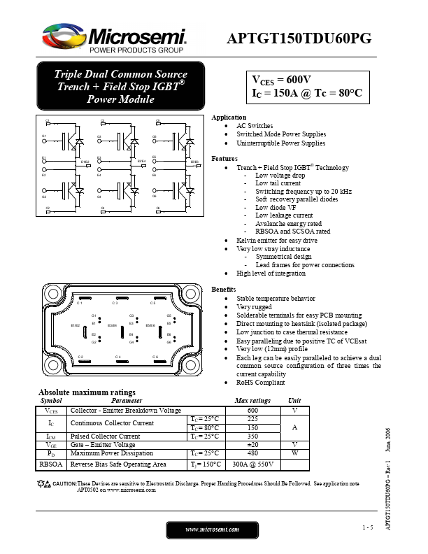 APTGT150TDU60PG