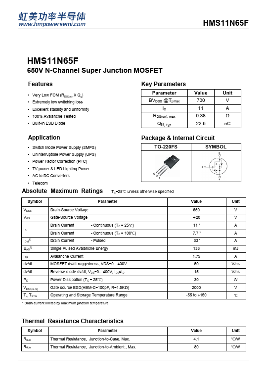 HMS11N65F Datasheet Preview