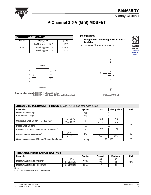 SI4463BDY Datasheet Preview