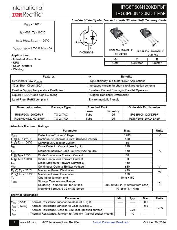 IRG8P60N120KDPbF