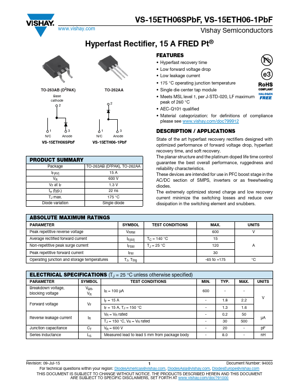 VS-15ETH06-1PbF