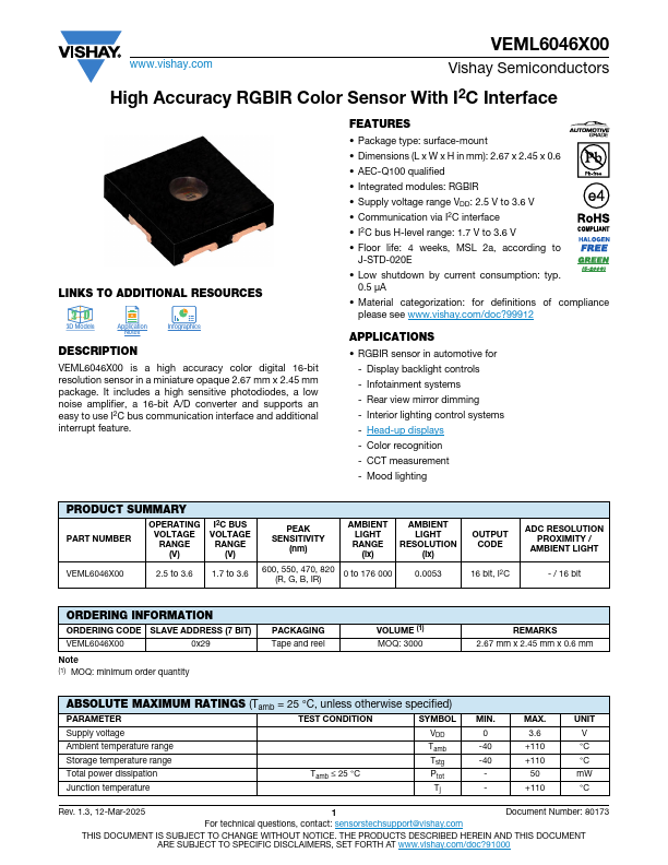 VEML6046X00 Datasheet Preview