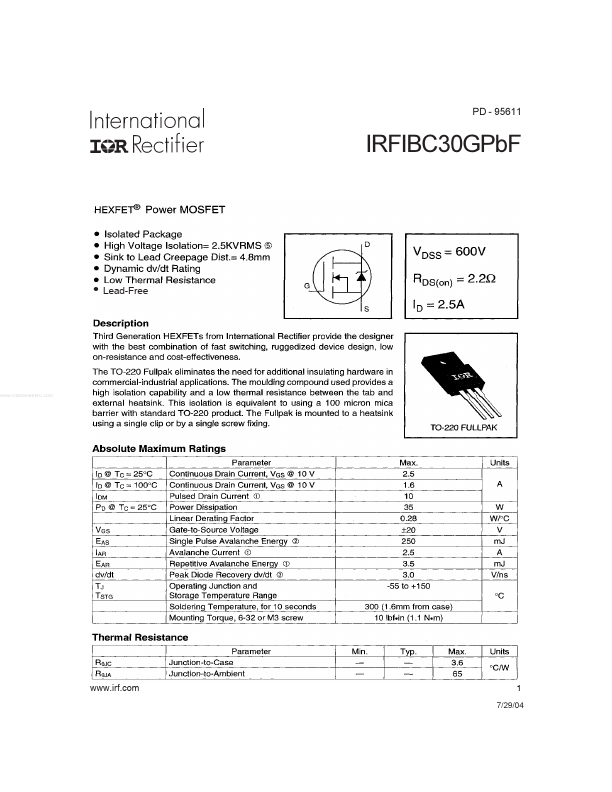 IRFIBC30GPBF