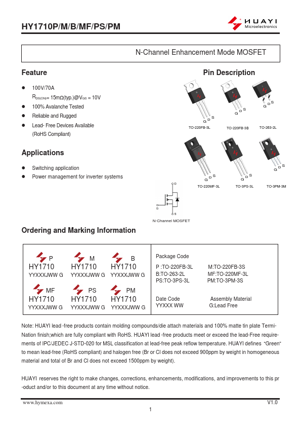 HY1710MF Datasheet Preview