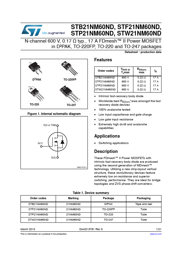 STB21NM60ND