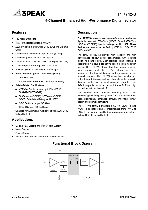 TPT7740-S Datasheet Preview