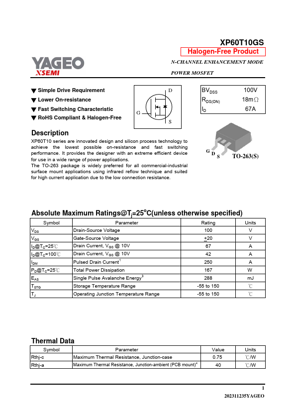 XP60T10GS Datasheet Preview