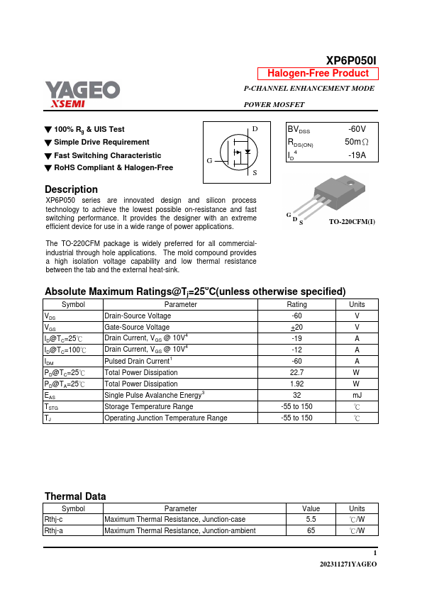 XP6P050I Datasheet Preview