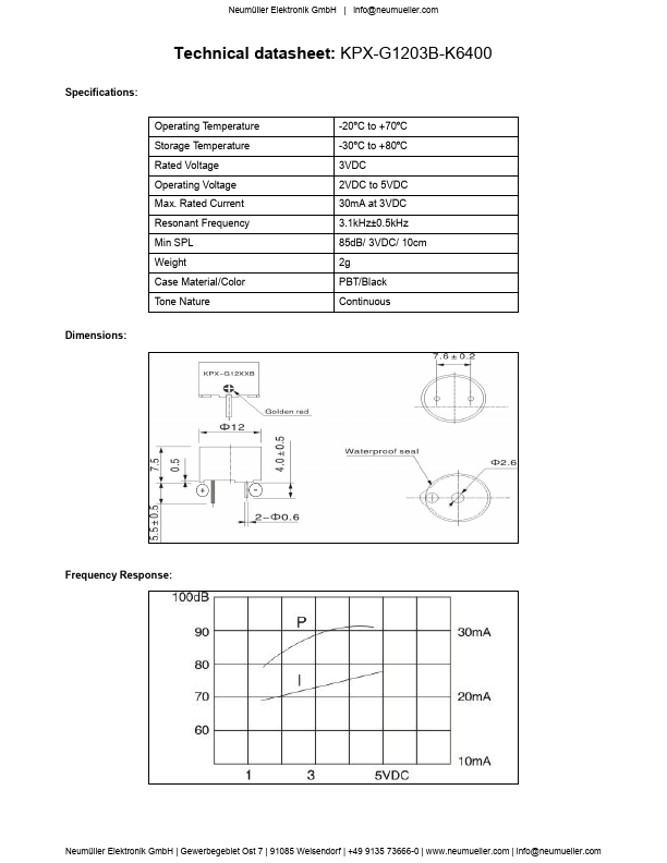 KPX-G1203B-K6400 Buzzer by ETC - Datasheet Preview