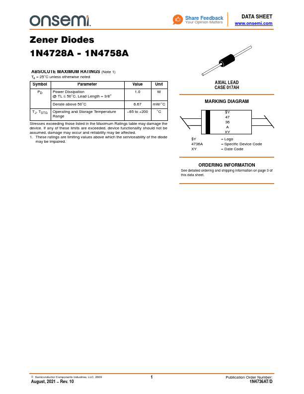 1N4746A datasheet page 1 preview