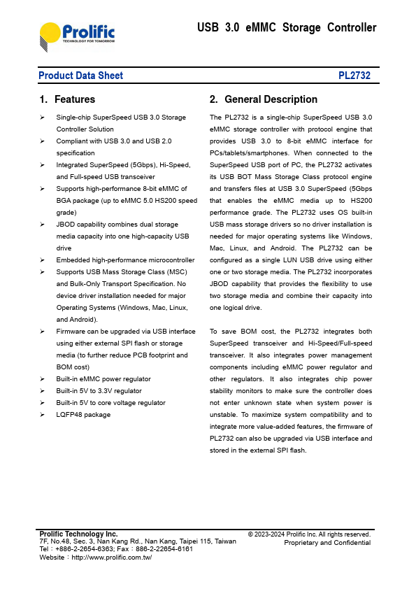 PL2732 Datasheet Preview