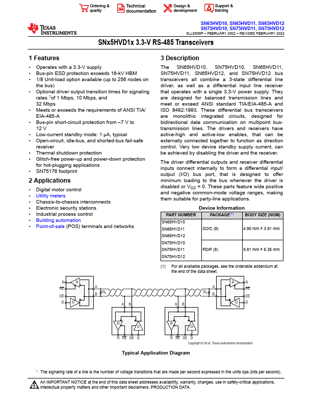SN65HVD12 Datasheet Preview