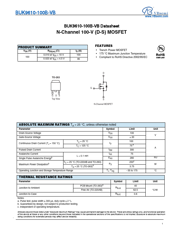 BUK9610-100B Datasheet Preview