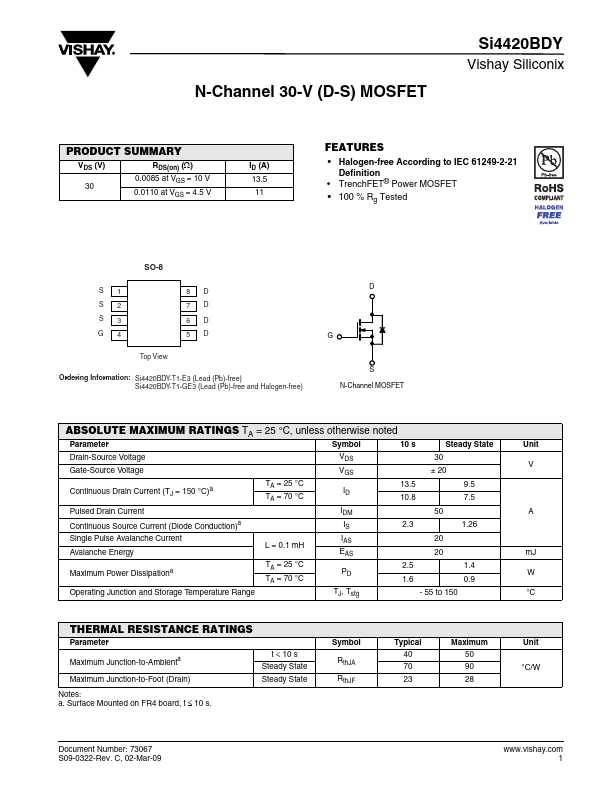 Si4420BDY Datasheet Preview