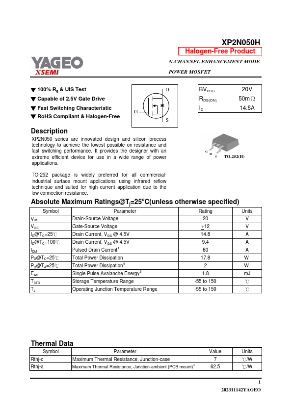 XP2N050H Datasheet Preview
