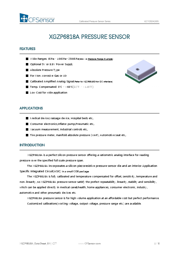 XGZP6818A Datasheet Preview