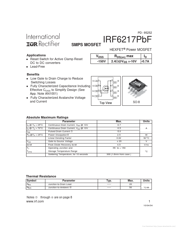 IRF6217PBF