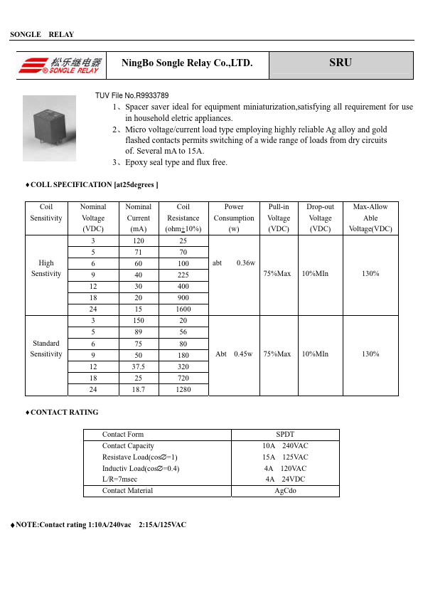 SRU-09VDC-S-L-B