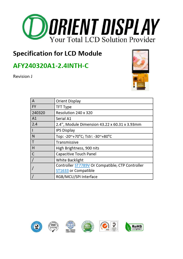 AFY240320A1-2.4INTH-C Datasheet Preview