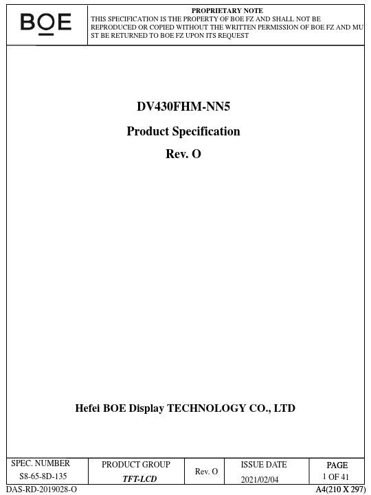 DV430FHM-NN5 Datasheet Preview
