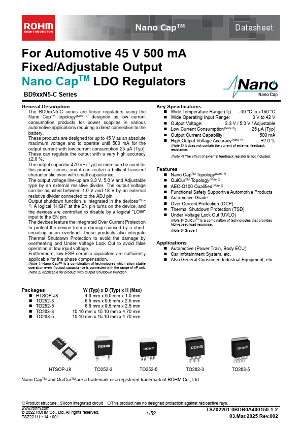 BD900N5EFJ-C LDO Regulators by ROHM - Datasheet Preview