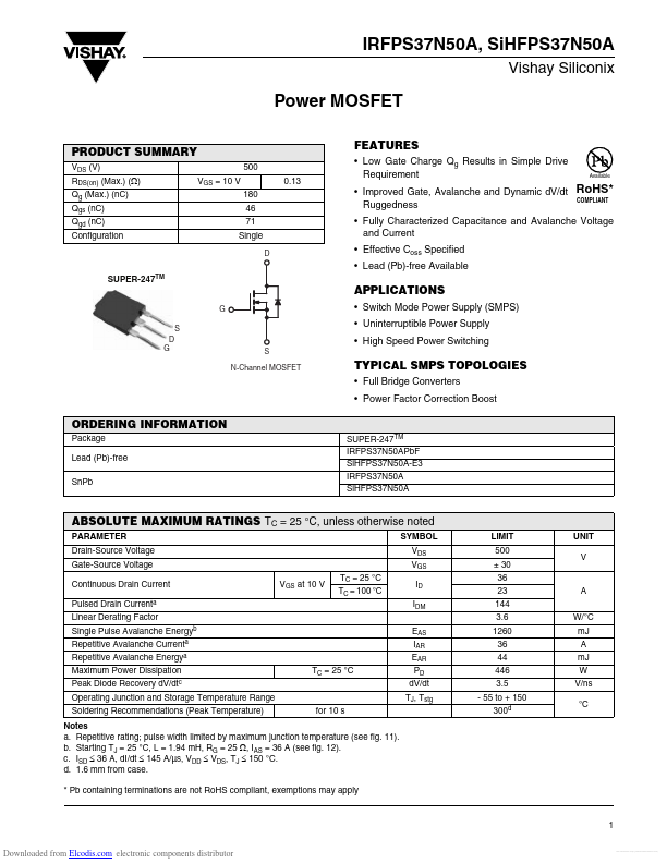 SIHFPS37N50A-E3