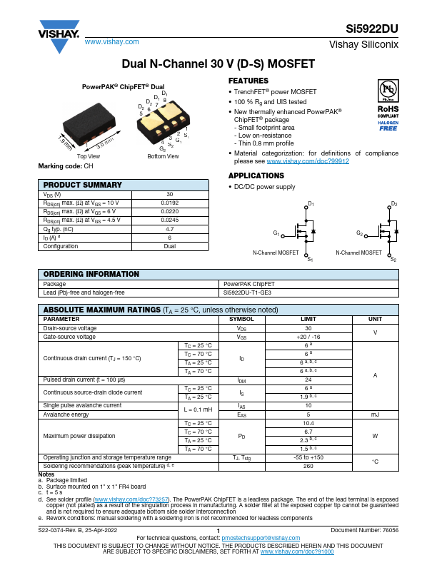 SI5922DU Datasheet Preview