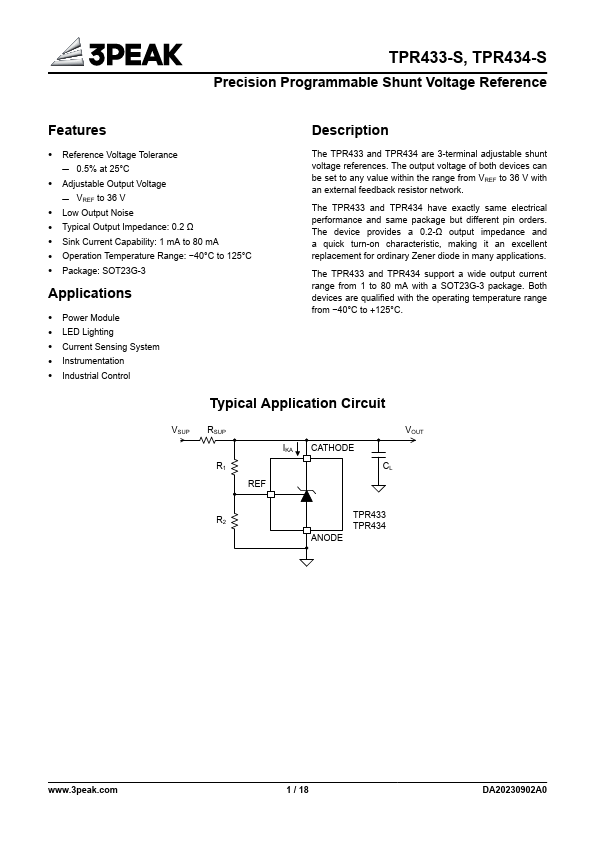 TPR433 Datasheet Preview