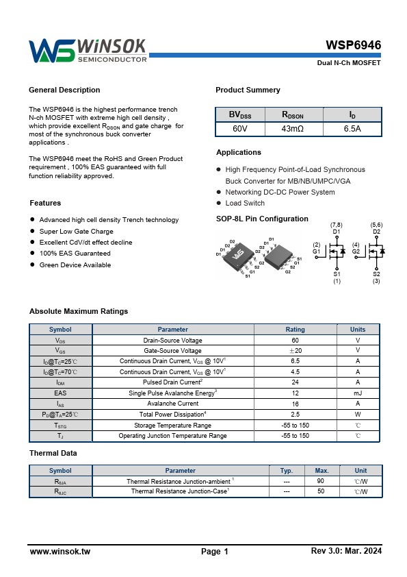 WSP6946 Datasheet Preview