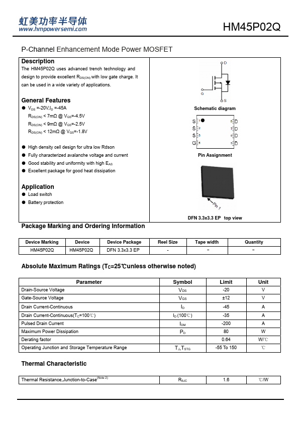 HM45P02Q Datasheet Preview
