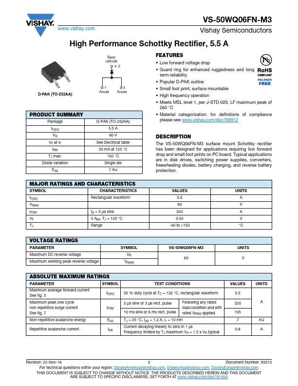 VS-50WQ06FN-M3 Datasheet Preview