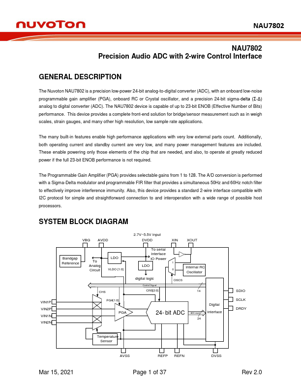 NAU7802 Datasheet Preview