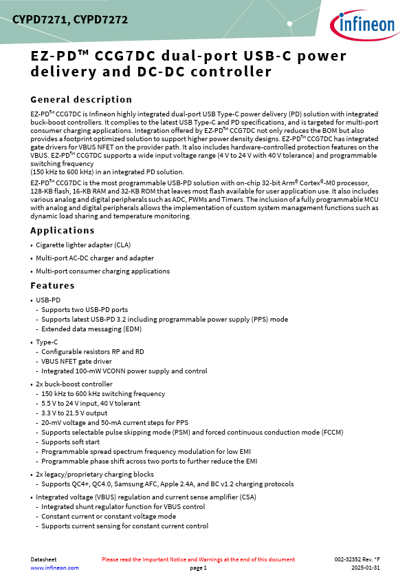 CYPD7271 Datasheet Preview