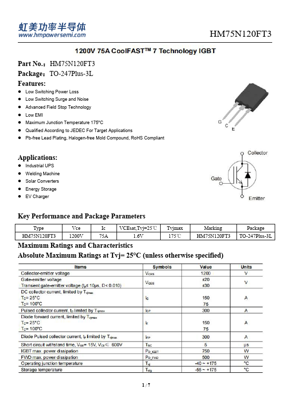 HM75N120FT3 Datasheet Preview