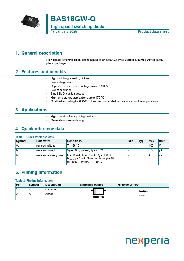 BAS16GW-Q Datasheet Preview