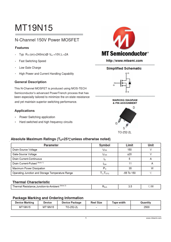 MT19N15 Datasheet Preview
