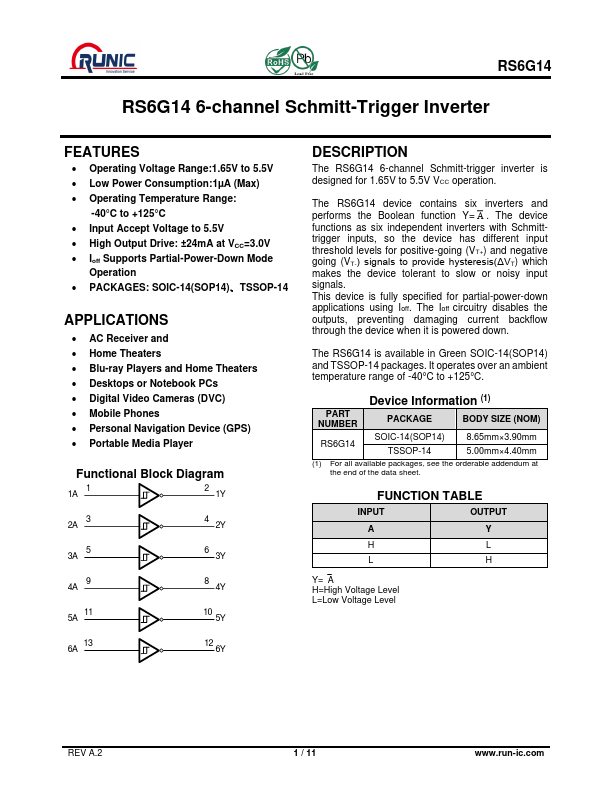 RS6G14 Datasheet Preview