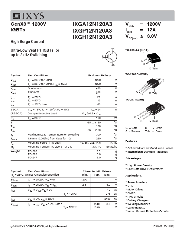 IXGP12N120A3