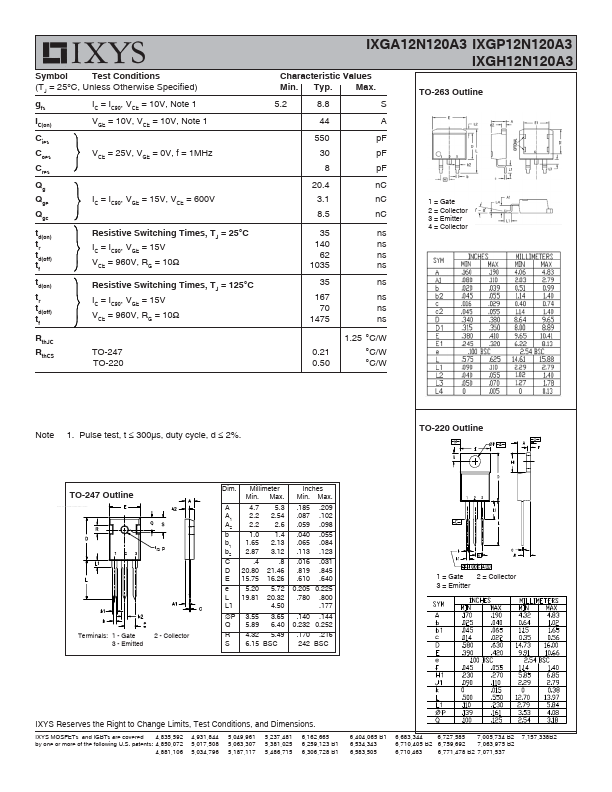 IXGP12N120A3