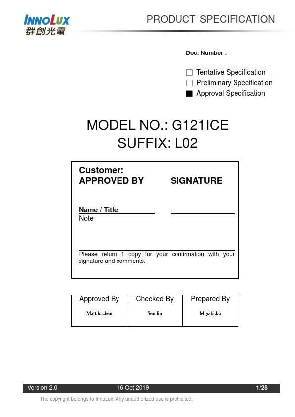 G121ICE-L02 Datasheet Preview