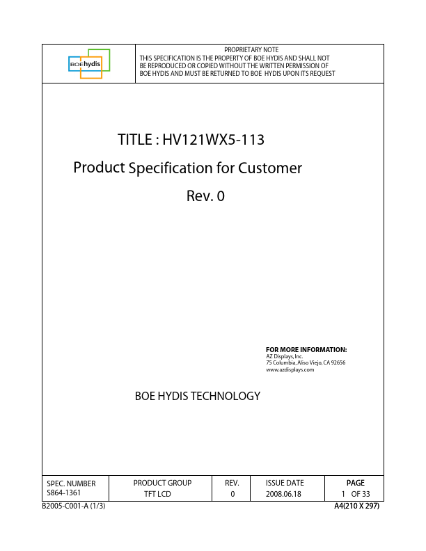 HV121WX5-113